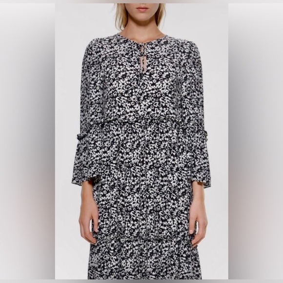 Zara Boho Black and White Patterned Dress - Picture 1 of 9
